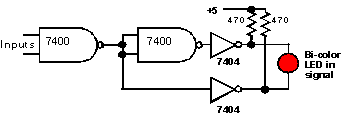 Basic circuit for a 2-color LED searchlight signal
