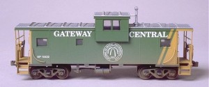 Custom painted Gateway Central caboose, relettered from an Atlas NP model