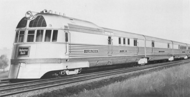 Builder's drawing of the CB&Q Mark Twain Zephyr