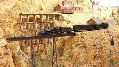 Impressive steel trestle on the new C&RM model railroad.