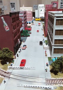 City street scene on the Missouri History Museum layout.