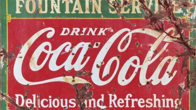 Coca-Cola Fountain Service Weathered Metal Sign