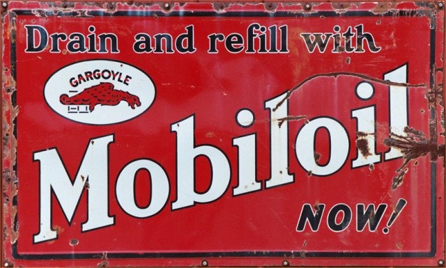 Mobiloil Gargoyle Weathered Metal Sign