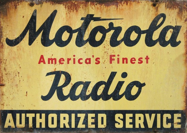 Motorola Radio Service Weathered Metal Sign