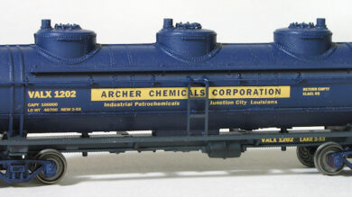 VALX 1202 is a custom painted and decaled Athearn 3-dome tank car .