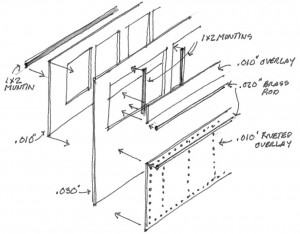 Construction drawing for the Mack Model AC Railbus model walls.