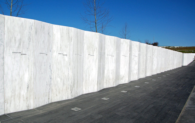 We took one morning and went to the recently dedicated memorial to Flight 93, just an hour's drive from where we stayed. Very sobering. The wall, forty panels in all, each with the name of a passenger or crew member. None of the four terrorists get any recognition. The wall is built right on the flight path of the doomed airliner. Had it stayed airborne two seconds (2 seconds!) longer, it would have cleared a ridge and crashed into a school that was in session.