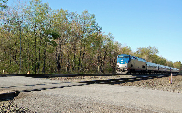 Amtrak's Pennsylvanian, west bound this time, at Carney Crossing, just east of Lilly, PA.