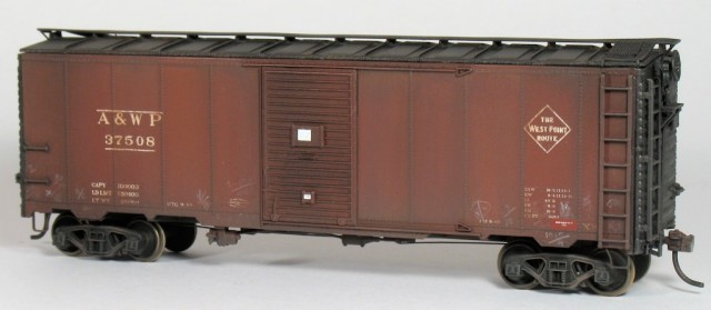 A&WP 37508, as finished by the author, began as an undecorated Intermountain 1937 AAR box car kit.