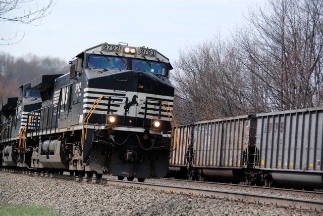 And charging up the mountain is an NS-led stack train.