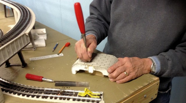 Carving a Styrofoam Retaining Wall