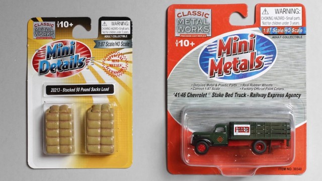 The new Classic Metal Works Mini Details #20213 sack loads with the #30340 1946 Chevy REA stake bed truck.