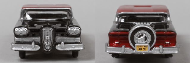 Front and Rear of the Oxford Diecast HO Scale 1958 Edsel Citation