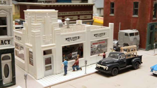 White Castle Window Scene on Gregor Moe's HO Layout