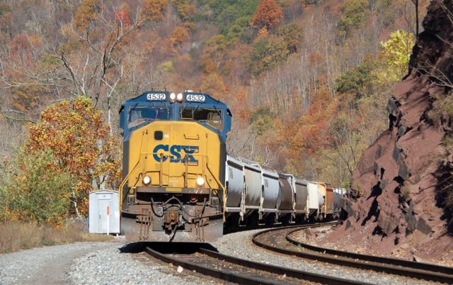 Stopping at the “Bud Board” just before entering Cumberland, Maryland yard limits.