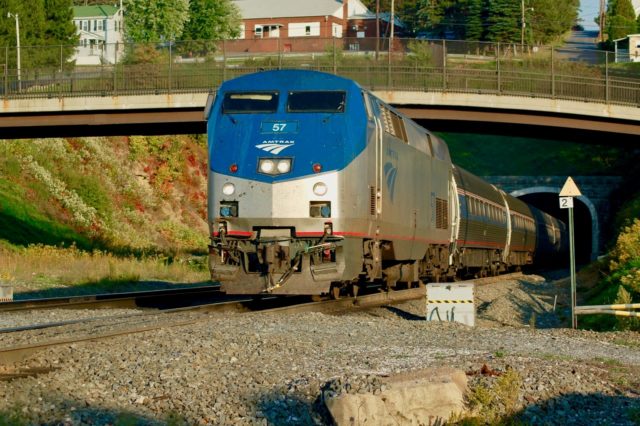 Amtrak’s westbound “Pennsylvanian” exits the tunnel at Gallitzin, Pennsylvania.