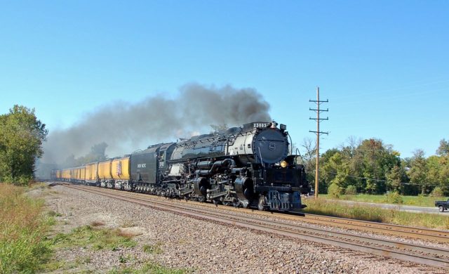 UP’s Challenger comes calling, this photo taken at Dozier Crossing east of Pacific, Missouri.