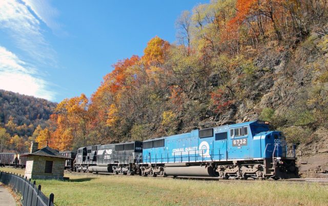 At the top of the world-famous Horseshoe Curve in Pennsylvania.