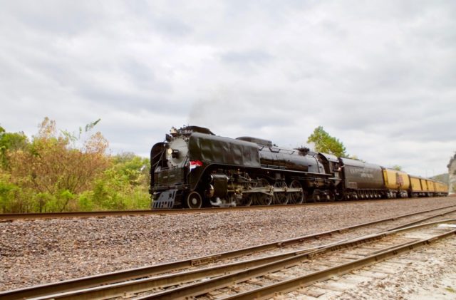 UP’s classic #844 calls at Pacific, Missouri on its way to St. Louis.