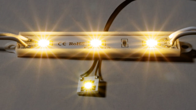 Comparison of the Evemodel module to the 3-LED sign module from my previous article.