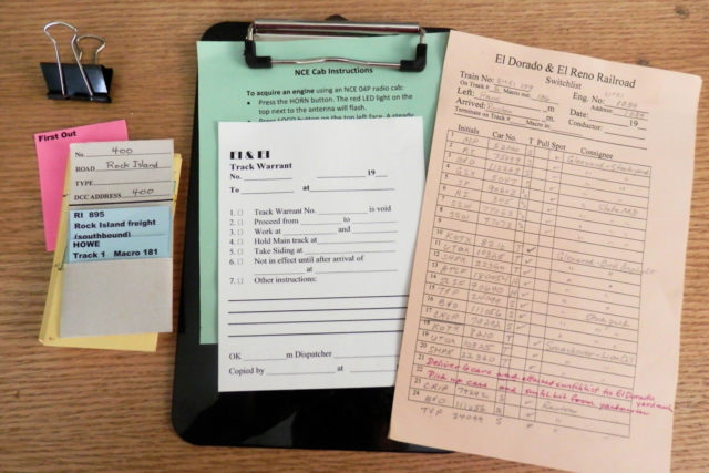 Cab instructions and switchlist.